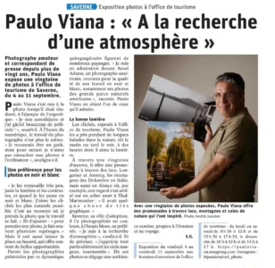 Article de presse dans DNA sur mon exposition à l'office du tourisme de Saverne en Septembre 2020